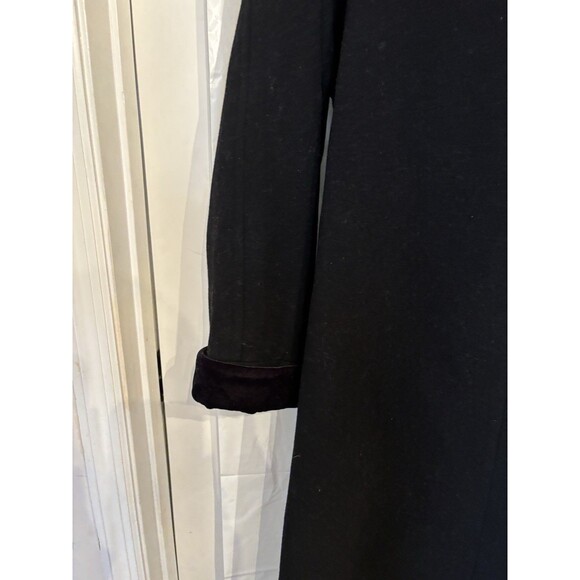Vtg Halston Long Winter Coat Black Women's Made In Russia 100% Wool Size 8 Hood - Picture 3 of 10